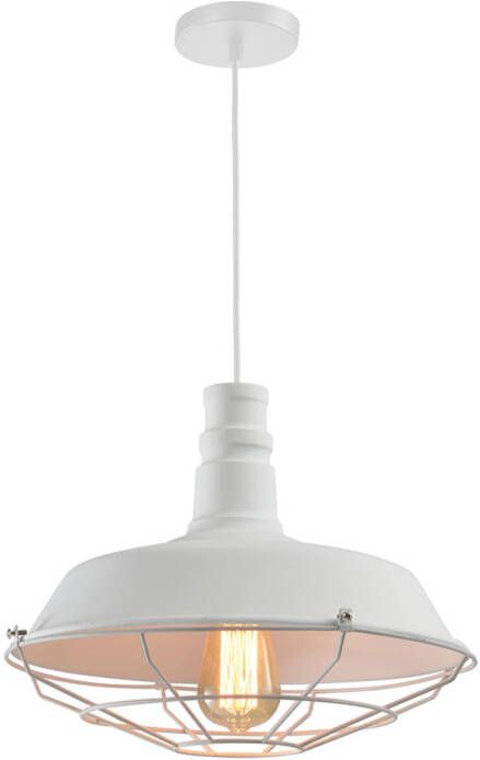 QUVIO Hanglamp staal met rooster wit QUV5049L-WHITE