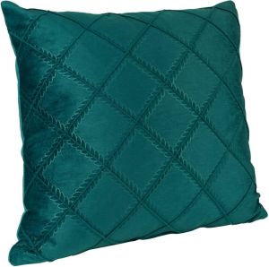 QUVIO Kussenhoes met ruiten patroon 45 x 45 cm Fluweel Donkergroen