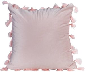 QUVIO Sierkussen gevuld met franjes 45 x 45 cm Licht roze