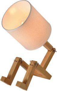QUVIO Tafellamp Scandinavisch Mannetje hout en stof Diameter 18 cm