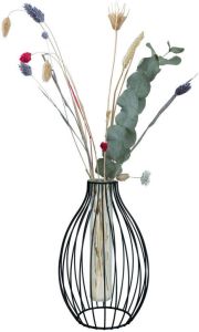QUVIO Vaas met metalen spijlen 15 x 23 5 cm