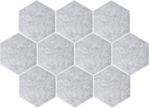 QUVIO Vilten memobord hexagon set van 10 Grijs