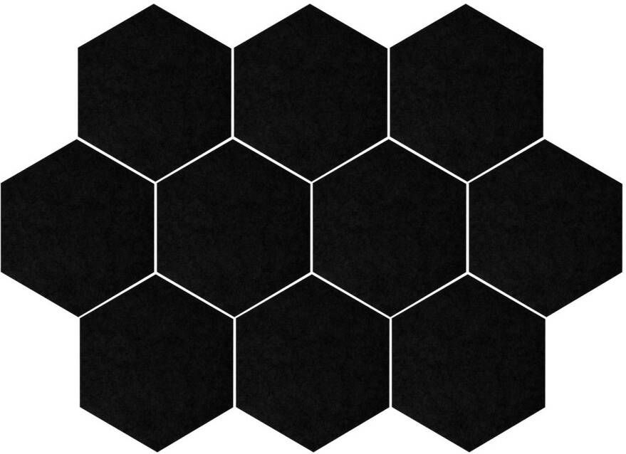 QUVIO Vilten memobord hexagon set van 10 Zwart