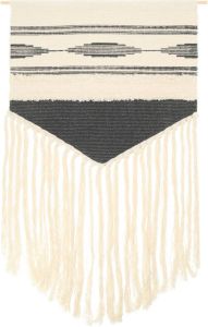 QUVIO Wanddecoratie macrame Grijs en wit
