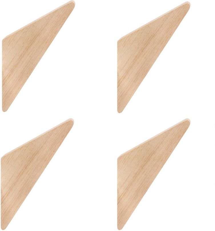 QUVIO Wandhaakje driehoek Hout Set van 4