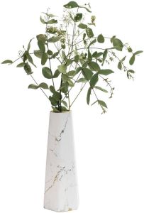 QUVIO Vaas Keramiek Wit met goud marble look 9 x 25 cm (dxh)
