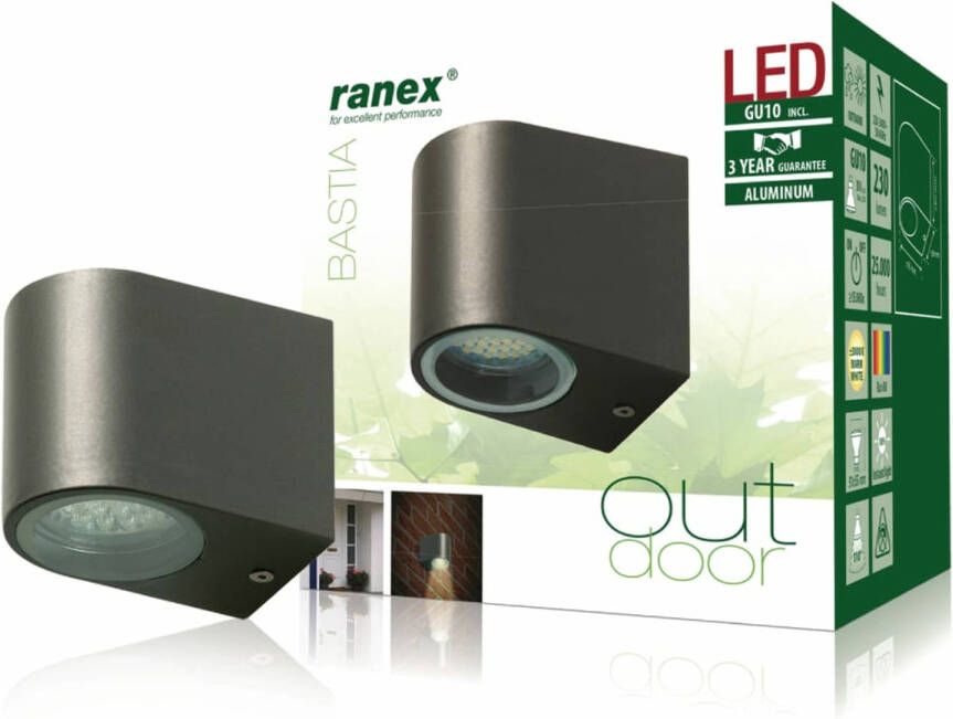 Ranex LED-wandlamp 3 W grijs 5000.332
