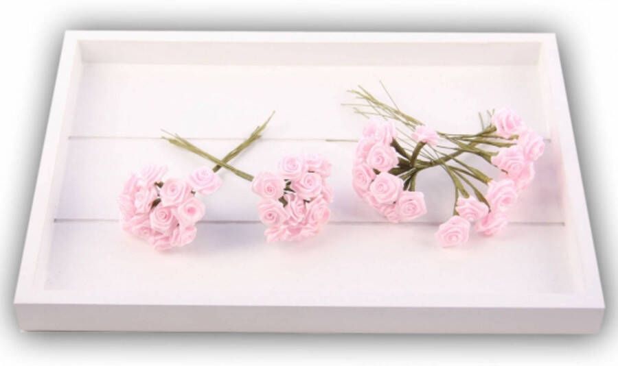 Rayher Hobby 12x stuks roze roosjes van satijn 12 cm Kunstbloemen