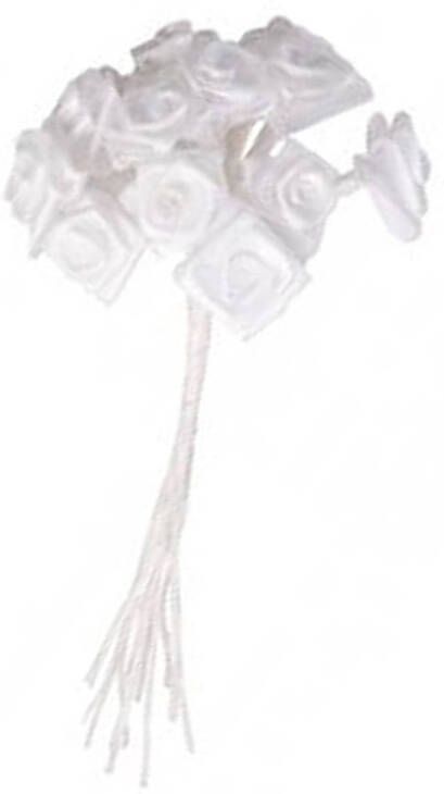 Rayher Hobby 12x stuks Witte kleine deco roosjes van satijn 12 cm Kunstbloemen