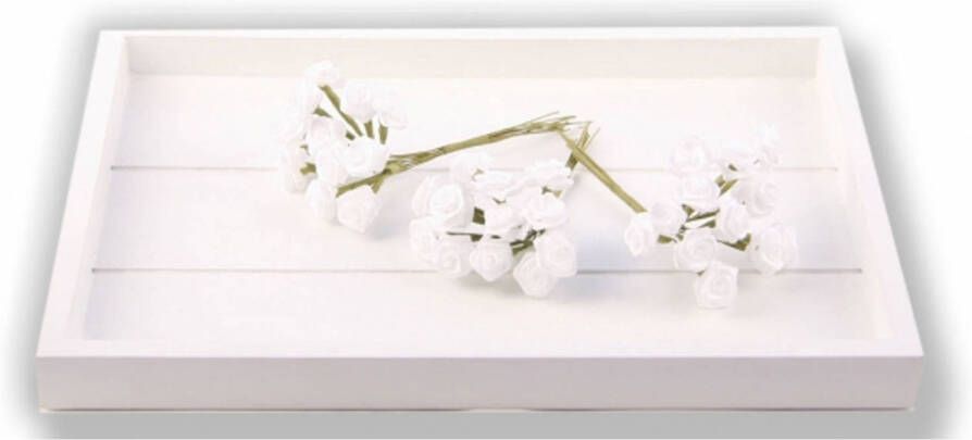 Rayher Hobby 12x stuks witte roosjes van satijn 12 cm Kunstbloemen