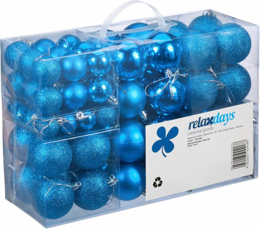 Relaxdays kerstballen 100x st intens blauw 3 4 en 6 cm kunststof Kerstbal
