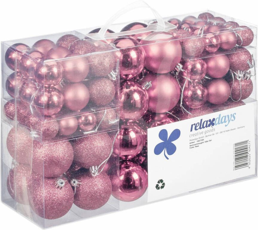 Relaxdays kerstballen 100x st roze 3 4 en 6 cm kunststof Kerstbal