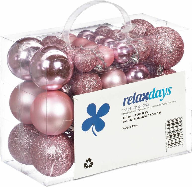 Relaxdays kerstballen 50x st lichtroze 3 4 en 6 cm kunststof Kerstbal
