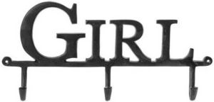 Riverdale Kapstok met 3 kapstokhaken Girl 40 x 28 cm zwart Wandkapstokken voor meisjes Kapstokhaken