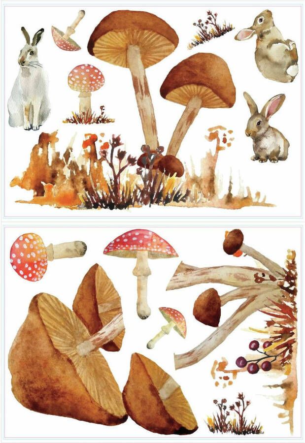 RoomMates muursticker Mushroom junior 83 51 x 127 cm bruin