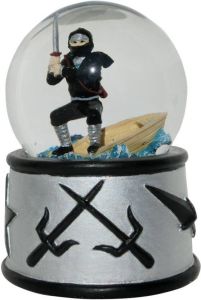 Rotary Hero sneeuwbol met geluid Ninja 7 x 7 cm zwart grijs