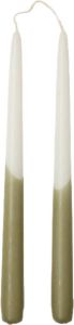 Rustik Lys tweelingkaars dipped wit met eucalyptus