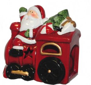 Sandy Kerstdecoratie theelichthouder Kerstman met trein Kerstversiering waxinelichthouder sfeerlichtje Waxinelichtjeshouders