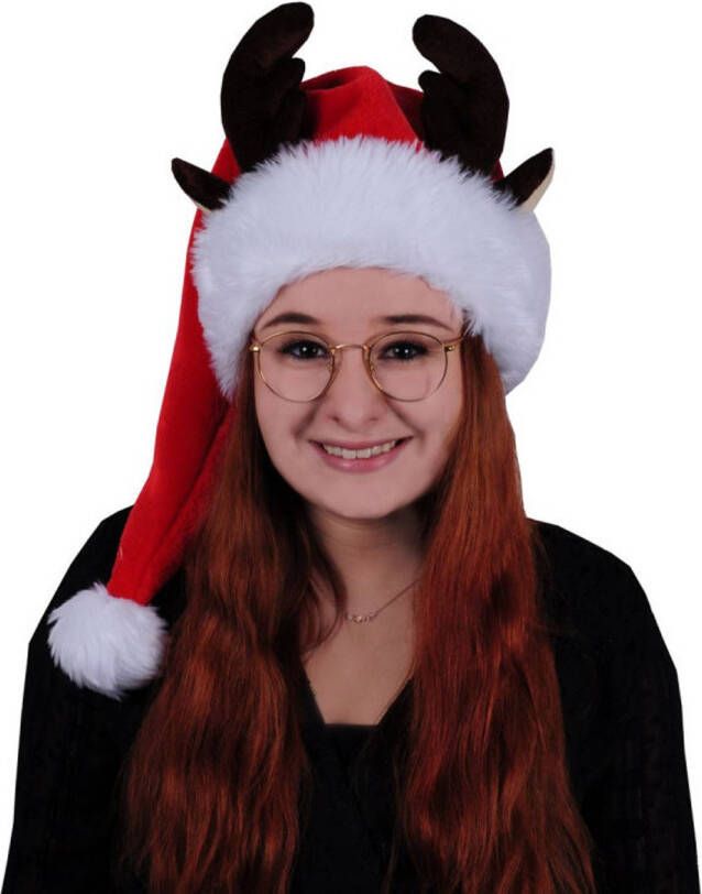 Sandy Kerstmuts met rendier hoorns en oren voor volwassenen Kerstmutsen