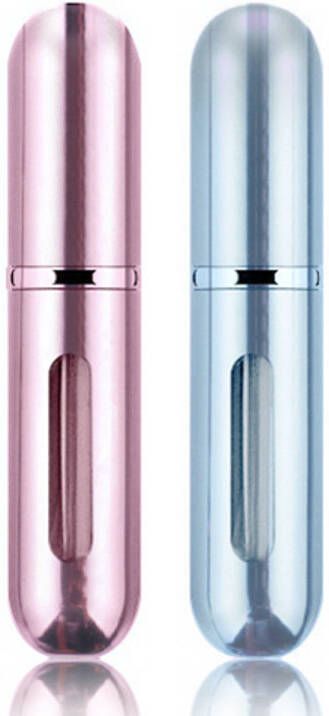 Scenty Parfum Verstuiver Navulbaar Mini Parfum Flesje Reisflesje Lichtroze blauw 2 stuks