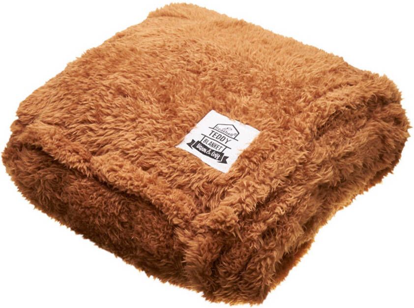 Seashell Teddy Fleece Deken Ultrazacht 130x170 camel bruin