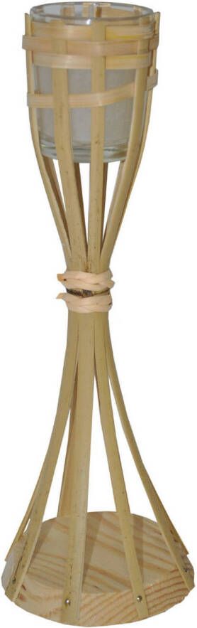 Season Deco Bamboe windlicht kaarshouder 30 cm Kaarsen