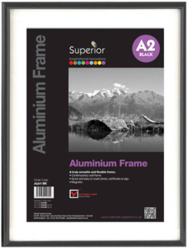 SECO fotolijst 40 x 60 cm A2 11 mm aluminium glas zwart