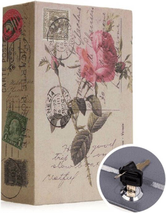 Shopmedia Securata Boek kluis met Sleutelslot Roos 115 x 180 x 55 cm Kluisje met sleutel Verborgen Kluis in boek