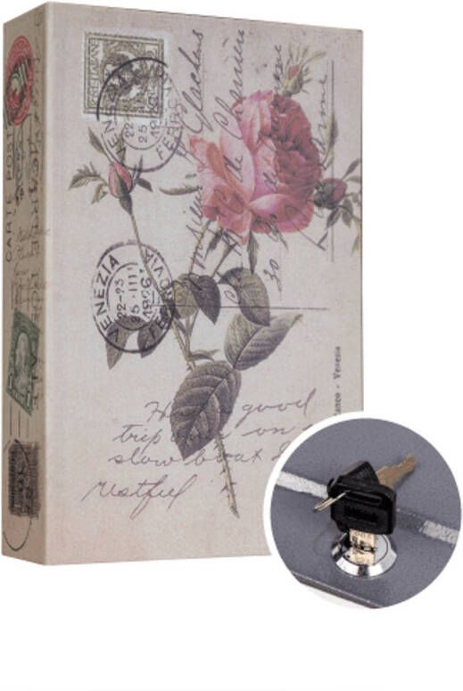 Shopmedia Securata Boek kluis met Sleutelslot Roos 155 x 240 x 55 cm Kluisje met sleutel Verborgen Kluis in boek
