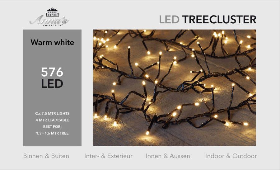 Shoppartners 1 3-1 6m treecluster 7 5m 576led warm wit Anna&apos;s collection