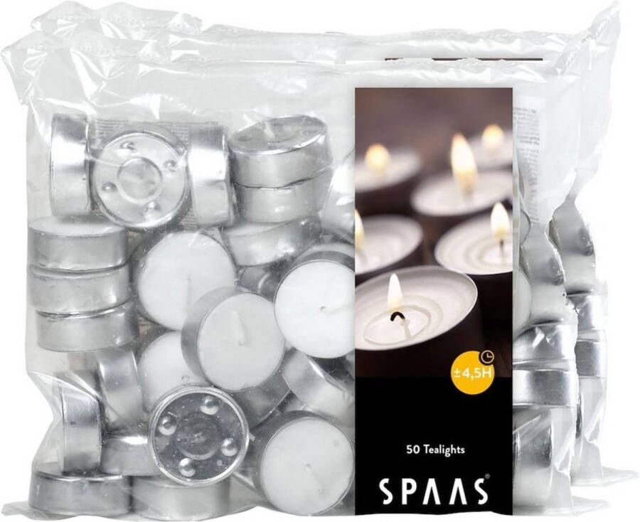 Candles by Spaas 100x Theelichten wit 4 5 branduren in zak geurkaarsen