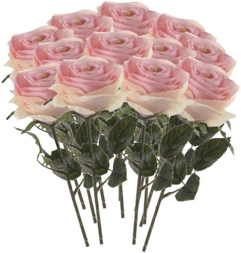 Shoppartners 12x Licht roze rozen Simone kunstbloemen 45 cm Kunstbloemen