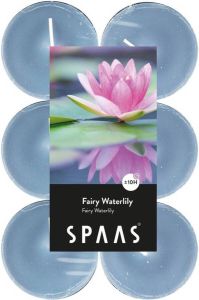 Candles by Spaas 12x Maxi geurtheelichtjes Fairy Waterlily 10 branduren Geurkaarsen waterlelie bloemen geur Grote waxinelichtjes geurkaarsen