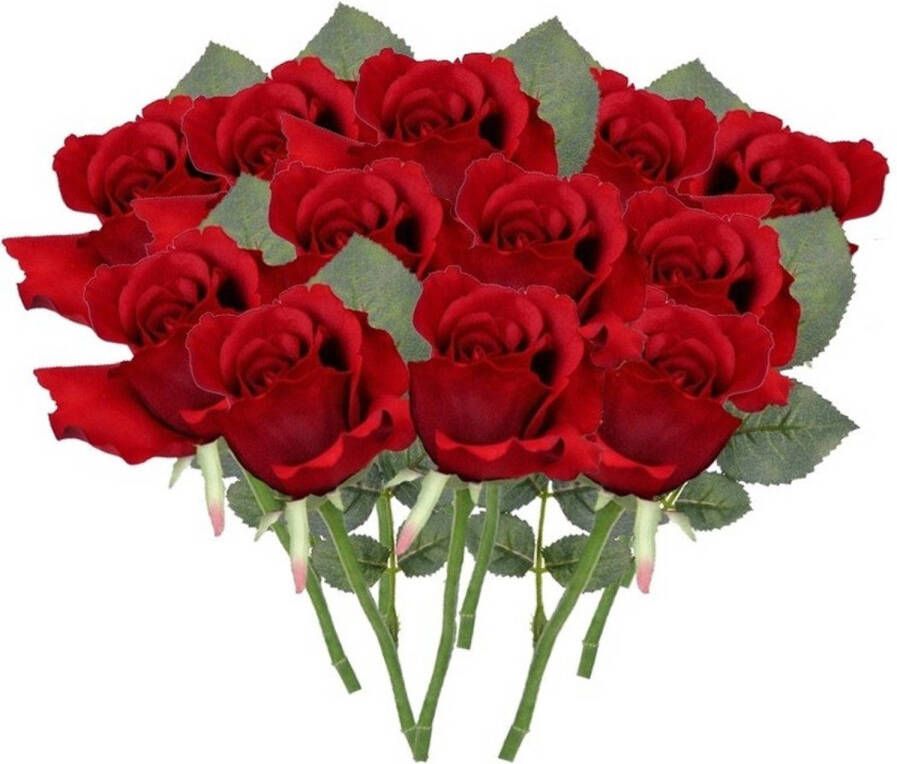 Shoppartners 12x Rode rozen kunstbloemen 30 cm Kunstbloemen