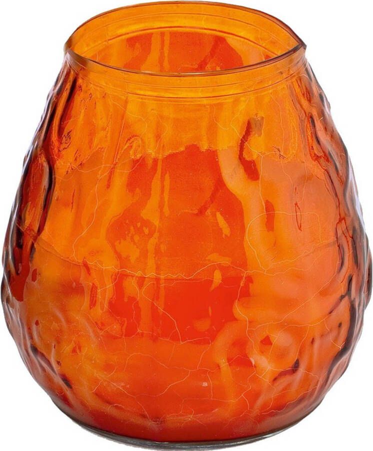 Shoppartners 1x Kaars in oranje glazen houder 48 branduren geurkaarsen