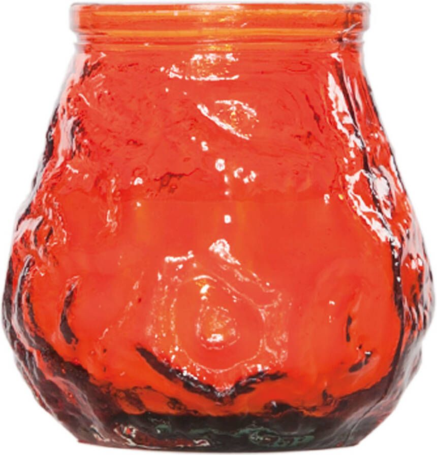 Cosy and Trendy 1x Oranje tafelkaarsen in glazen houders 7 cm brandduur 17 uur Waxinelichtjes