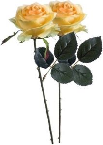Shoppartners 2 X Gele Roos Simone Steelbloem 45 Cm Kunstbloemen