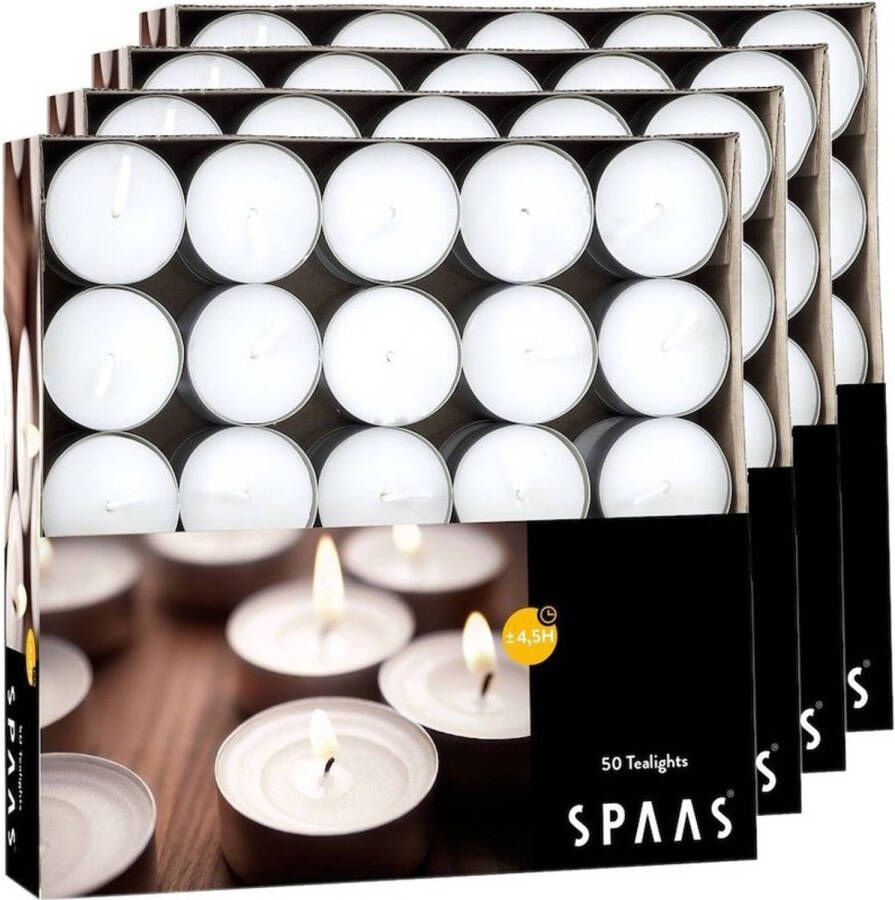 Candles by Spaas 200x Theelichten wit 4 5 branduren in doos geurkaarsen