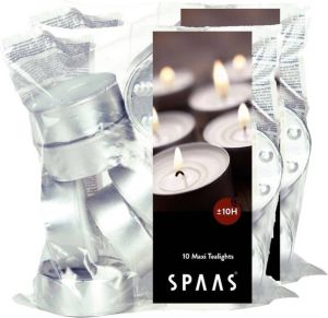 Candles by Spaas 20x Maxi theelichten wit 10 branduren in zak Waxinelichtjes