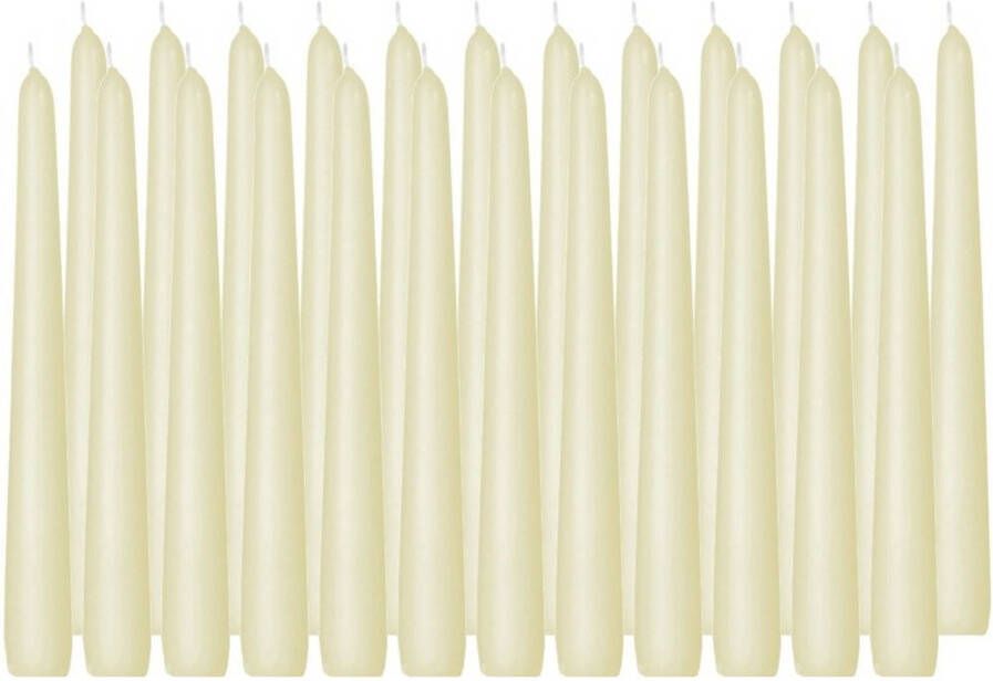Trend Candles 24x Lange kaarsen ivoorwit 25 cm 8 branduren dinerkaarsen tafelkaarsen Dinerkaarsen