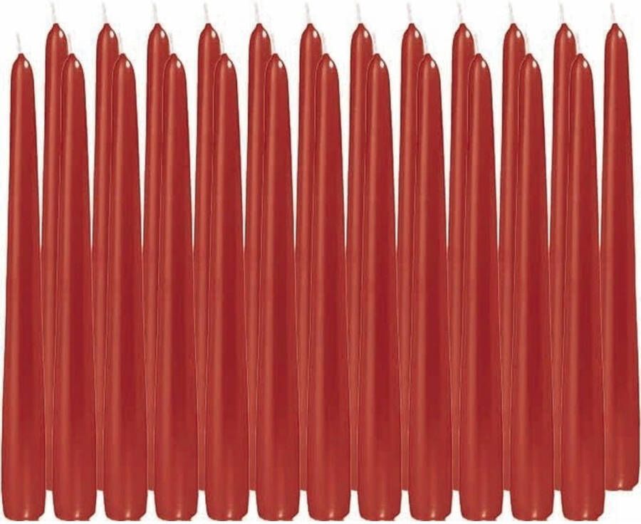 Trend Candles 24x Lange kaarsen rood 25 cm 8 branduren dinerkaarsen tafelkaarsen Dinerkaarsen