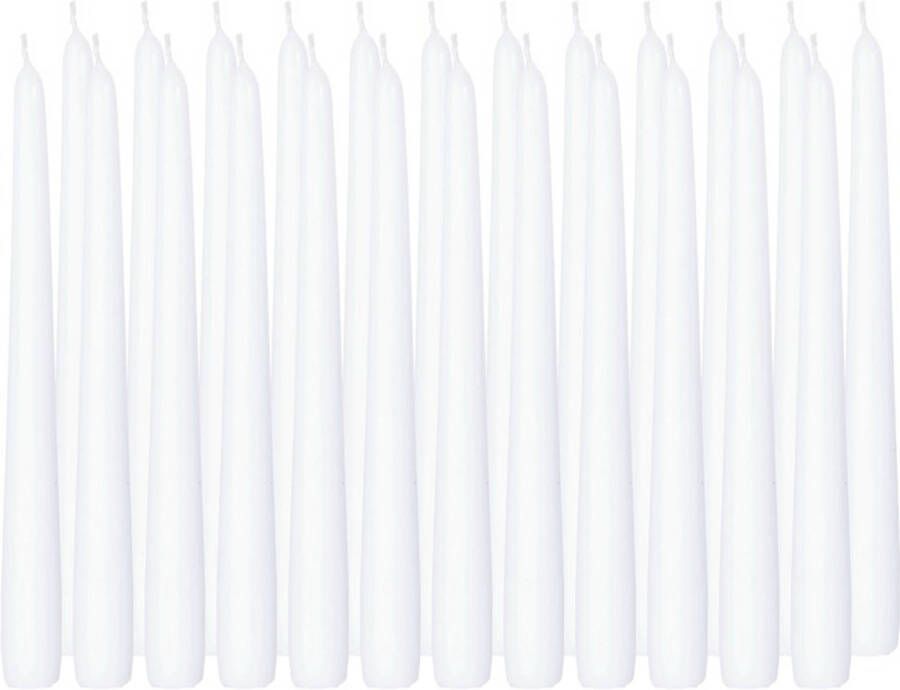 Trend Candles 24x Lange kaarsen wit 25 cm 8 branduren dinerkaarsen tafelkaarsen Dinerkaarsen