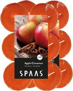 Shoppartners 24x Maxi theelichten appel kaneel geurkaarsen Apple Cinnamon 10 branduren geurkaarsen