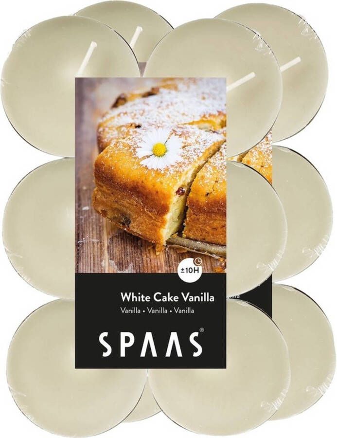 Candles by Spaas 24x Maxi theelichten vanille geurkaarsen White Cake Vanilla 10 branduren geurkaarsen