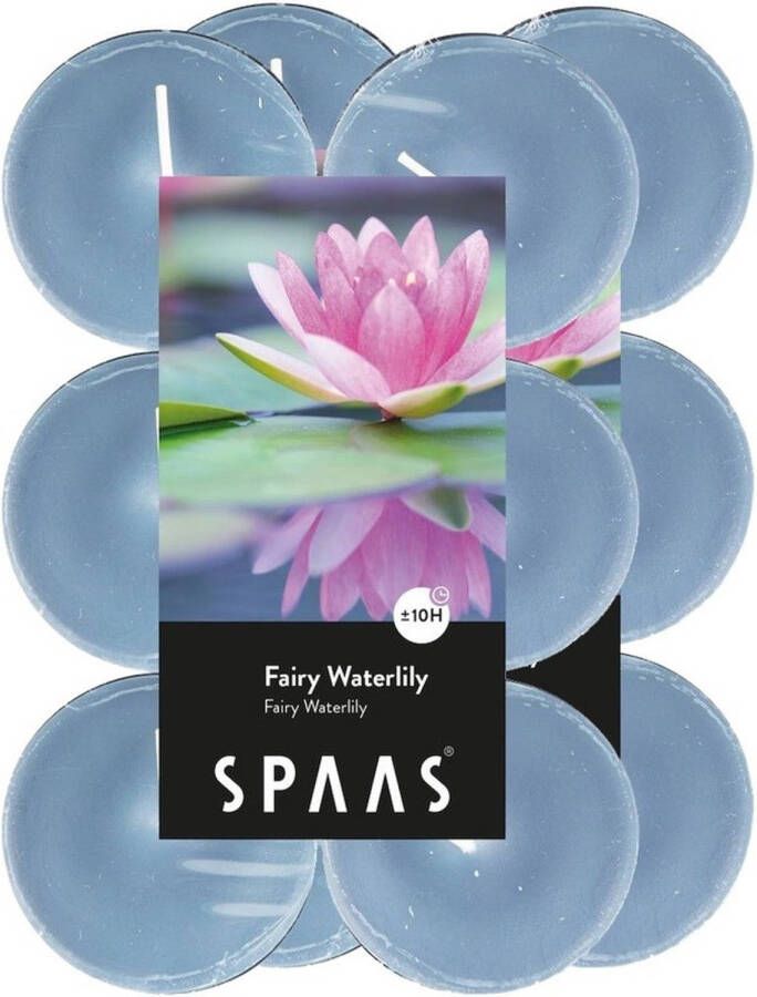 Candles by Spaas 24x Maxi theelichten waterlelie bloemen geurkaarsen Fairy Waterlily 10 branduren geurkaarsen