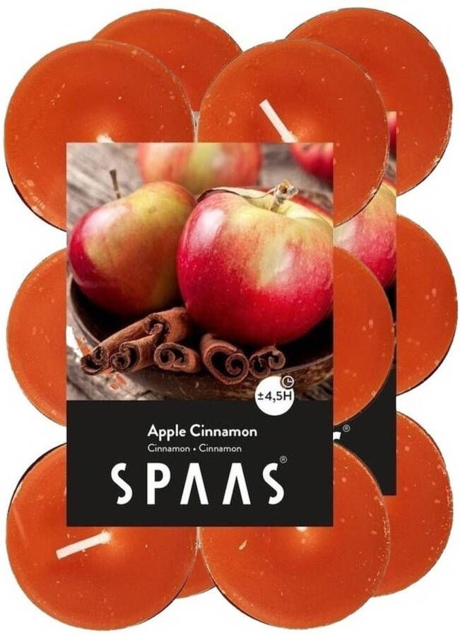 Candles by Spaas 24x Theelichten appel kaneel geurkaarsen Apple Cinnamon 4 5 branduren geurkaarsen