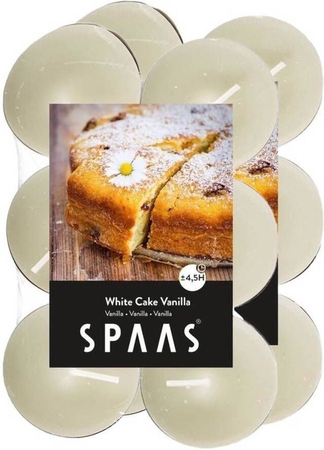 Candles by Spaas 24x Theelichten vanille geurkaarsen White Cake Vanilla 4 5 branduren geurkaarsen