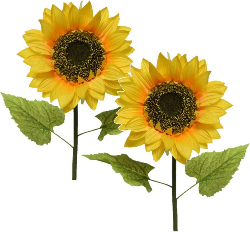 Shoppartners 2x Gele zonnebloemen kunstbloemen kunsttakken 76 cm Kunstbloemen