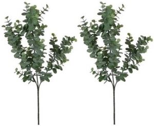 Shoppartners 2x Grijs groene Eucalyptus kunsttak kunstplant 65 cm Kunstplanten kunsttakken Kunstbloemen boeketten Kunstplanten