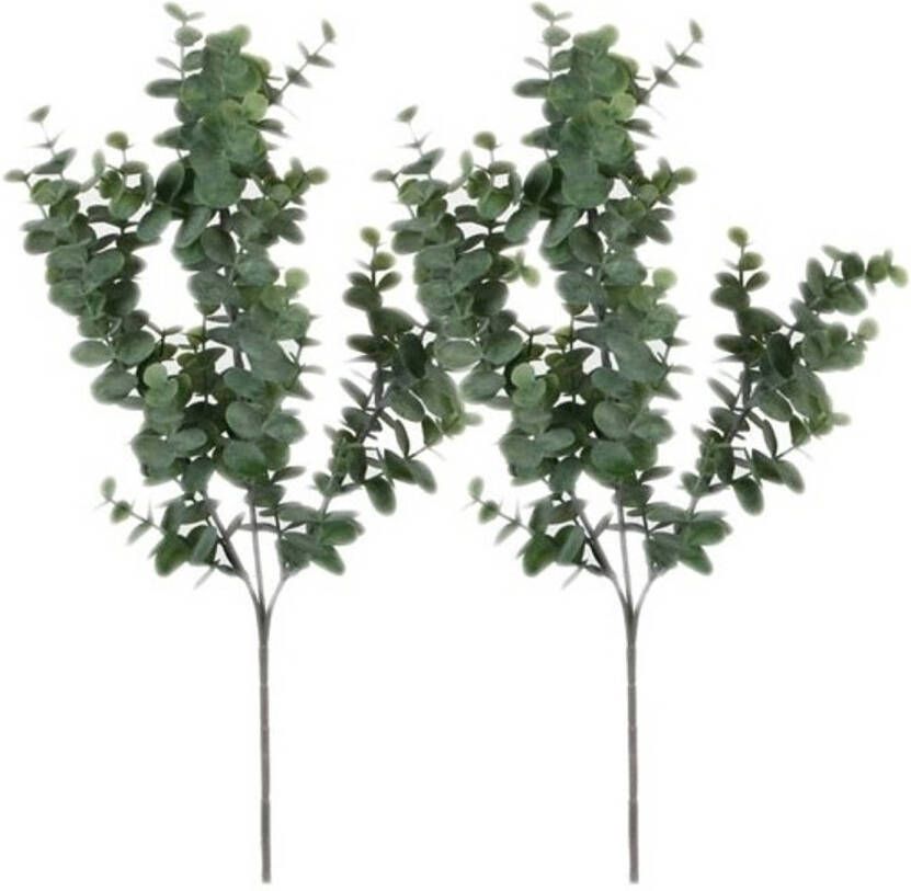 Shoppartners 2x Grijs groene Eucalyptus kunsttakken kunstplanten 65 cm Kunstplanten kunsttakken Kunstbloemen boeketten Kunstplanten